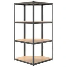 4 Piece Anthracite Steel And Engineered Wood 4 Layer Storage Shelves For Home Office Organization - Black - View 9