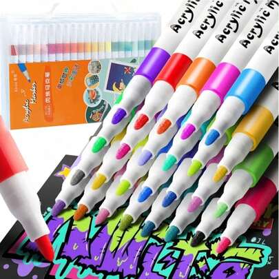 60 Màu sắc Acrylic Sơn Bút đánh dấu , Nguồn nước Sơn Điểm đánh dấu Đối với DIY Bức tranh Và , Thích hợp Đối với Bao gồm đá , Ly , lễ Phục sinh Trứng , Gỗ Và , Không mùi Và