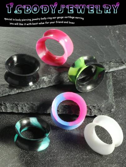 2-4PCS Silicone Ear Gauges Flexível Ear Tunnels Plugs Macas Expansor Duplo Flared Carne Piercing Orelha Jóias Para Mulheres Homens