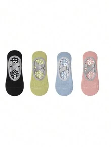 1 Pair/3 Pairs/5 Pairs Of Anti Slip Grip Yoga Socks, Breathable Cross Band Invisible Sports Indoor Socks, Silicone Anti Slip Dance Socks