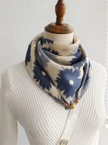 1pc Magnetic Belt With Metal Print Square Scarf