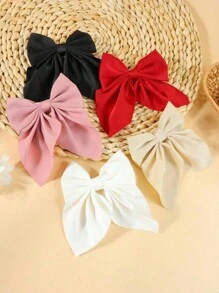 5 件装韩式高档纯色丝缎蝴蝶结发夹女士