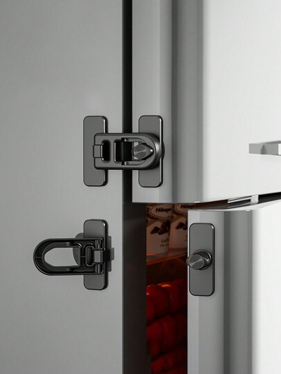 1/2pcsEasy-Install Adhesive Lock For Refrigerators & Ovens - No Drilling Required, Childproof Design With Strong Traceless Stickers
