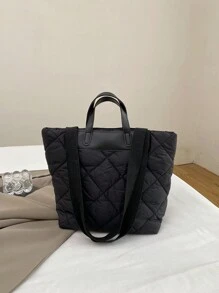 大容量手提包，通勤单肩包，学生，校园，韩版，柔软休闲，秋冬 - 黑色 - 查看 7