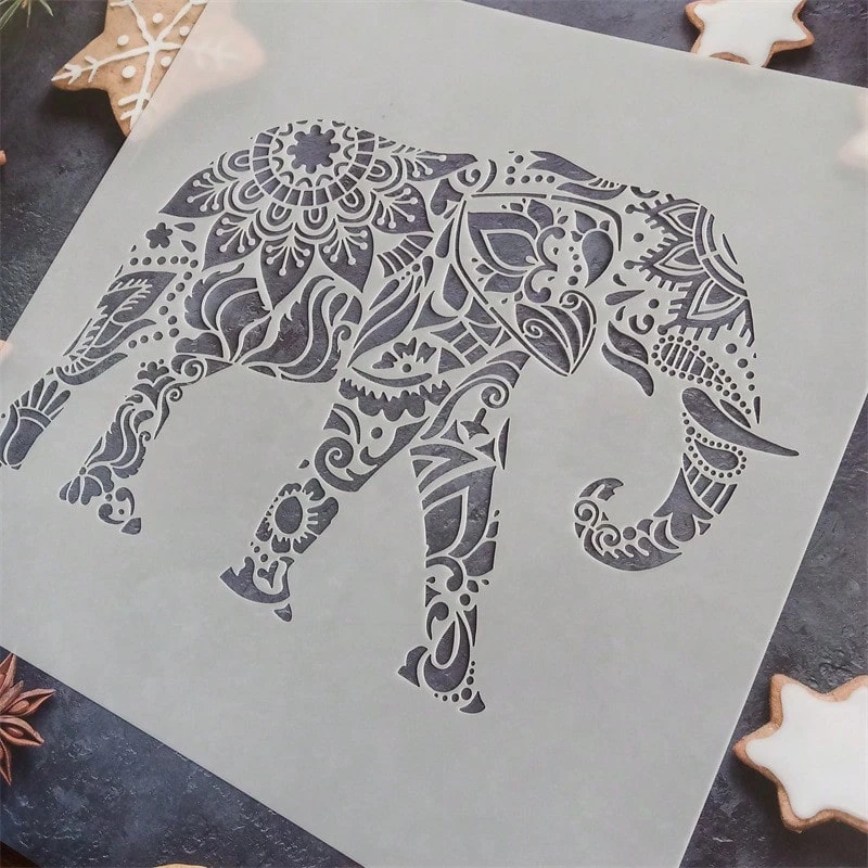 MAYJOYDIY 2-Piece Dragon & Castle Painting Stencil Set - 11.8x11.8 & 11.7x8.3 Inch Reusable Plastic Templates With Brush