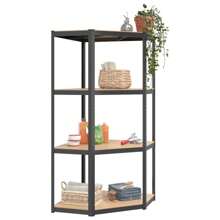 4 Piece Anthracite Steel And Engineered Wood 4 Layer Storage Shelves For Home Office Organization - Black - View 3