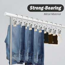 10 Pcs Generic Clothes Haning Clips With Hooks Cloth Pins Hooks In Closet Stainless Laundry Boot Hanger 10 Pcs, Silver - Multicolor - View 5