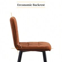 CLIPOP Breakfast Kitchen High Bar Stools Set Of 2 Suede Leather Bar Chairs With Backrest And Footrest Home Bar Furniture - Brown - View 7