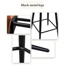 CLIPOP Breakfast Kitchen High Bar Stools Set Of 2 Suede Leather Bar Chairs With Backrest And Footrest Home Bar Furniture - Brown - View 9