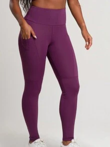 Women Sports Leggings - 酒紅色 - 查看 3