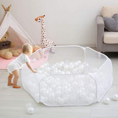 白色和粉色可选球坑（无球）大型弹出式幼儿游戏帐篷，配有拉链储物袋，适合儿童玩耍