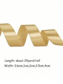 25码/卷丝绸香槟金色缎带，用于礼品包装装饰礼品盒丝带DIY工艺情人节婚礼花束花环缝纫用品情人节 - 彩色 - 查看 6