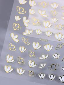 2 PCS Bronzing Flower Petal Nail Art Stickers DIY Flower Gold Edge 3D Self-Adhesive Decals Nail Supplies For Women Girl DIY Nail Art Decoration