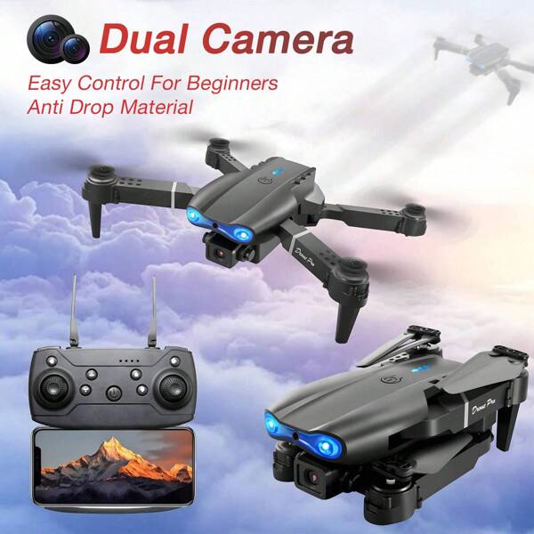 GENAI E99 Foldable Drone, Beginner's Introductory Flying Machine, Handle Remote Control, One Key Landing & Simple Operation, 360 Degree Flip, Horizontal Gyro, 6 Minutes Of Flight Time Per Charge, Gift For Holiday / Birthday.