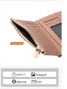 New Women's Medium-Long Wallet, Luxury Leather Wallet Card Holder With Metal Buckle Flip Cover Coin Purse Handbag