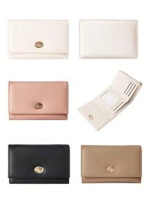 New Women's Medium-Long Wallet, Luxury Leather Wallet Card Holder With Metal Buckle Flip Cover Coin Purse Handbag