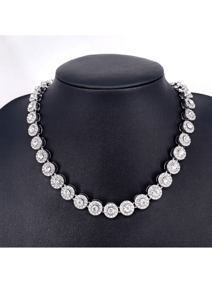 2024 New Iced Out Chain Cuban Necklace Round Diamond Hip Hop Jewelry Ice In Europe And America - 銀色 - 查看 1