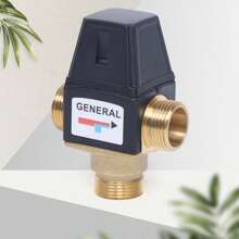 3 Wege Thermostatisch Mischventil Verbrühschutz Brauchwassermischer DN20 NEU - Schwarz und Gold - Übersicht 1