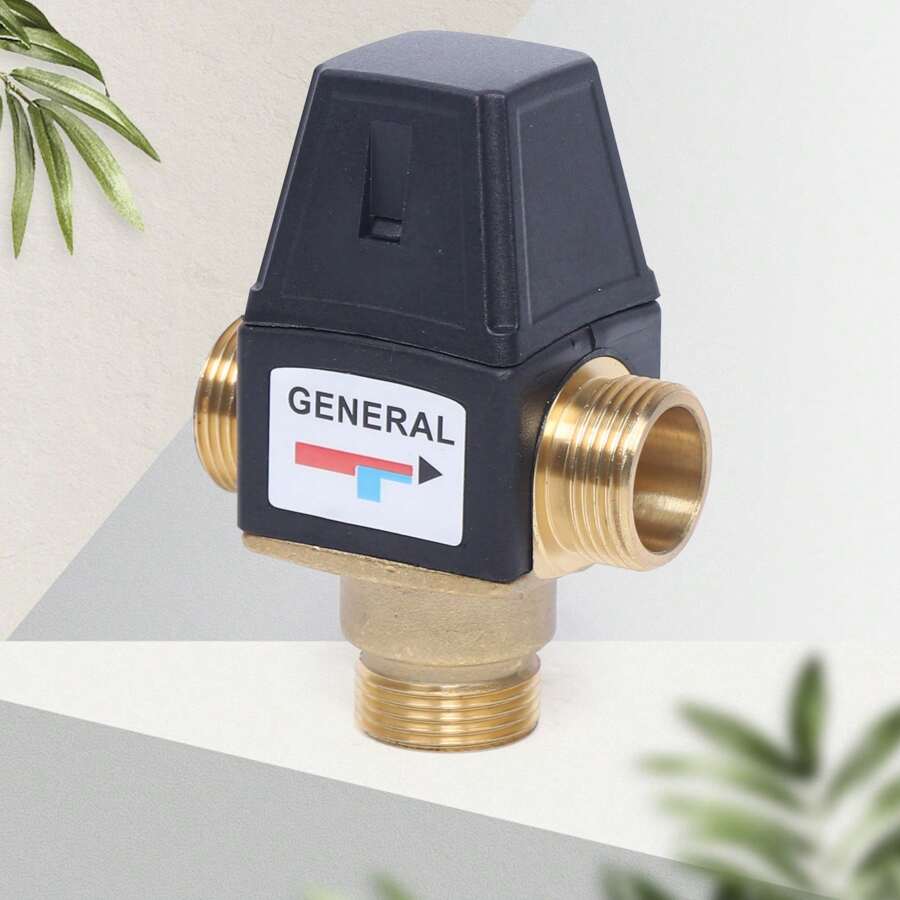 3 Wege Thermostatisch Mischventil Verbrühschutz Brauchwassermischer DN20 NEU - Schwarz und Gold - Übersicht 1