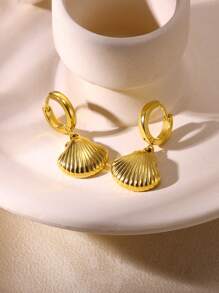 1 Pair Cute Starfish Earrings, Women's 18K Gold Plated Stainless Steel Earrings, Hypoallergenic Jewelry, Christmas Gift - Yellow Gold - View 4