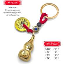 1 Set Of 12 Zodiac Feng Shui Gourd Keychains Gift Box - Brass Gourd, Lucky Coin, Bringinging Good Luck And Wealth, Chinese Style Pendant, Suitable For Collection And Gifting - Bronze - View 7
