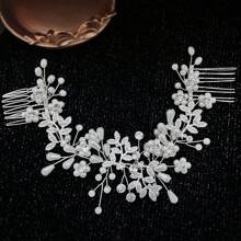 1 件女士新娘双面发梳，水钻和珍珠合金婚礼头饰适合婚礼、宴会、生日派对等场合 - 彩色 - 查看 6