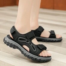 夏季新款男士柔软舒适凉鞋运动鞋多功能室内/户外防滑防水软底拖鞋 - 黑色 - 查看 11