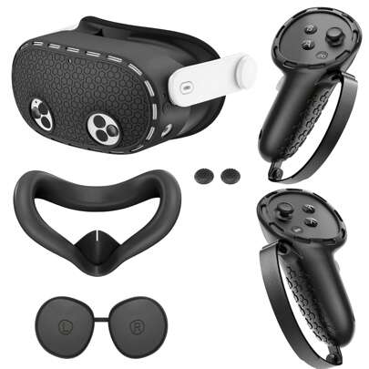 5-pack silikonskyddsset kompatibelt med Meta/Oculus Quest 3S: Controller Grips Cover - Ansiktsgränssnittsskydd - Skyddslinsskydd - VR Shell Cove, det bästa valet för jul