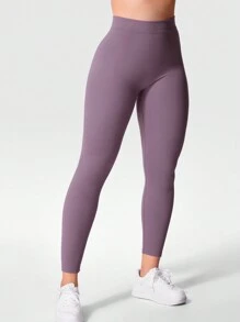 VOYJOY Gym Leggings For Women V Back Workout Leggings Scrunch Butt Lifting Leggings For Women High Waist Yoga Pants Daze - Dark Purple - View 5