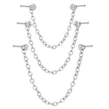 CIZME 3Pcs/Set Silver Rose Gold Nose Chain Piercing Across Nose Stainless Steel 20G L Bone Shaped Nose Ring Chains For Women CZ Nose Studs With Chains Nose Stud Chain Nostril Piercing Jewelry - Nose Chain - View 11