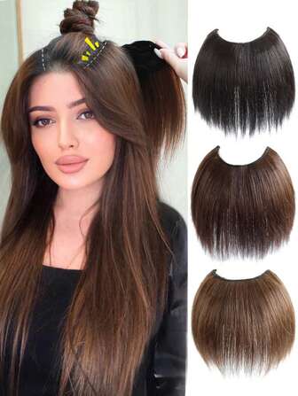 35 厘米合成短直内扣 V 型半头 4 夹接发隐形假发女士