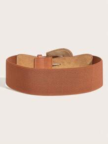 駝色時尚百搭腰皮帶1入組 - 駝色 - 查看 2