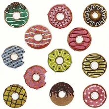 24 Pieces Of Cute Donuts, Ironing Stickers, Chocolate Frosting, Dessert Embroidery Stickers, Large Circular Cloth Stickers For Jeans, Shoes, Backpacks, Coasters, Sewing Process (Multiple Colors)