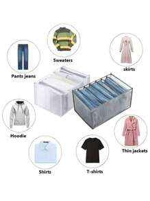 Minimalist Mesh Storage Box, Lightweight Versatile Wardrobe Container With Grids Minimalist Polyamide Foldable Sock Underwear Organizer Divider For Home Underwear Storage Box, Transparent Mesh Clothes Storage Box, Multi-Grid Foldable Drawer Organizer, Closet Organizer & Storage, Underwear Compartment Organizer Socks Underwear Storage Box Drawer Storage Organizer Bagorganization And Storage Organizer Storage Containers Storage BinsDrawer Organizer For Clothingwardrobe Storagecloset Dividerscloset Dividers For BedroomDormSweaterPants Jeans - Grey - View 9
