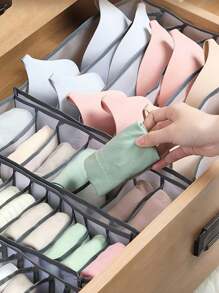 Minimalist Mesh Storage Box, Lightweight Versatile Wardrobe Container With Grids Minimalist Polyamide Foldable Sock Underwear Organizer Divider For Home Underwear Storage Box, Transparent Mesh Clothes Storage Box, Multi-Grid Foldable Drawer Organizer, Closet Organizer & Storage, Underwear Compartment Organizer Socks Underwear Storage Box Drawer Storage Organizer Bagorganization And Storage Organizer Storage Containers Storage BinsDrawer Organizer For Clothingwardrobe Storagecloset Dividerscloset Dividers For BedroomDormSweaterPants Jeans - Grey - View 8