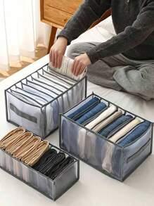 Minimalist Mesh Storage Box, Lightweight Versatile Wardrobe Container With Grids Minimalist Polyamide Foldable Sock Underwear Organizer Divider For Home Underwear Storage Box, Transparent Mesh Clothes Storage Box, Multi-Grid Foldable Drawer Organizer, Closet Organizer & Storage, Underwear Compartment Organizer Socks Underwear Storage Box Drawer Storage Organizer Bagorganization And Storage Organizer Storage Containers Storage BinsDrawer Organizer For Clothingwardrobe Storagecloset Dividerscloset Dividers For BedroomDormSweaterPants Jeans - Grey - View 6