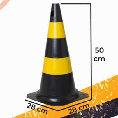 Cone Sinalização e Segurança 50cm rigido preto ou laranja