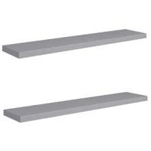 Stylish Grey Floating Wall Shelves Set Of 2 120x23.5x3.8 Cm Modern Home Storage Display Shelving UnitRoom Decor - Grey - View 2