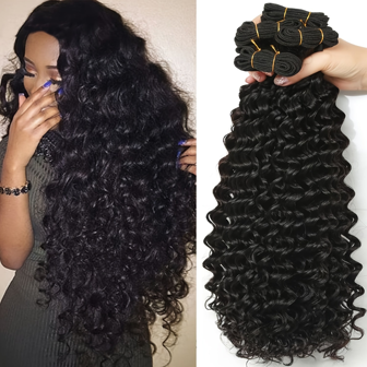 Water Wave Brazilian Remy Human Hair Extensions -1 bunt 85g Naturlig färg Curly Wavy Weave för kvinnor 3 buntar mänskliga hårförlängningar Mångsidig för alla hudtoner