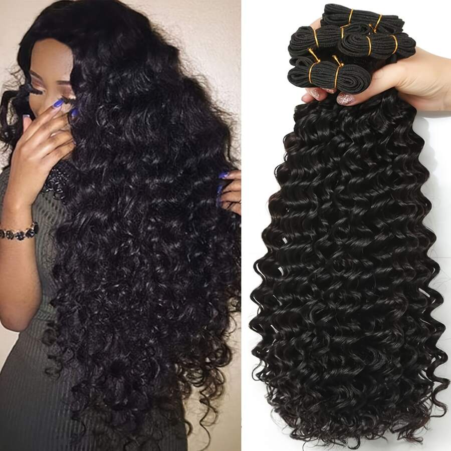 Water Wave Brazilian Remy Human Hair Extensions -1 Bundle 85g Natural Color Curly Wavy Weave For Women 3 Bundles Human Hair Extensions Versatile For All Skin Tones