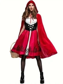 1pc Women's Velvet Little Red Riding Hood Cape. Suitable For All Kinds Of Cosplay And Theme Parties/Includes A Single Cape, Christmas Costume