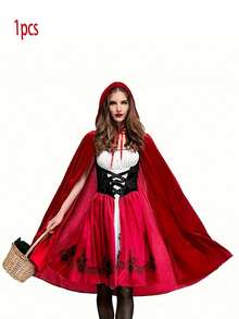 1pc Women's Velvet Little Red Riding Hood Cape. Suitable For All Kinds Of Cosplay And Theme Parties/Includes A Single Cape, Christmas Costume