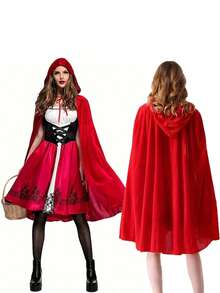1pc Women's Velvet Little Red Riding Hood Cape. Suitable For All Kinds Of Cosplay And Theme Parties/Includes A Single Cape, Christmas Costume