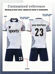 Anpassbares Fußball-Outfit für Jugendliche (Alter 8-12) - Personalisiertes Trikot und Shorts Set, anpassbares Logo, Nummer und Textinhalt