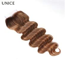 UNice Hair Honey Blonde Highlighted Body Wave 4x4 Free Part Lace Closure 100% Remy Human Hair Closure For Women TL412 Color - S4/27 - View 4