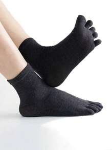 5pcs/3pcs Upgraded Toe Socks Series For Men, Anti-Bacterial & Odor-Resistant Business Socks, Suitable For Sports, Men And Women, Warm, Comfortable, Casual, Extra Stretch, Soft Sole, Thick, Breathable, Odor Control, Mid-Calf, Suitable For Daily Life And Glacier Sports