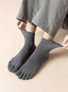 5pcs/3pcs Upgraded Toe Socks Series For Men, Anti-Bacterial & Odor-Resistant Business Socks, Suitable For Sports, Men And Women, Warm, Comfortable, Casual, Extra Stretch, Soft Sole, Thick, Breathable, Odor Control, Mid-Calf, Suitable For Daily Life And Glacier Sports