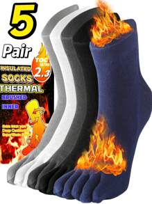 5pcs/3pcs Upgraded Toe Socks Series For Men, Anti-Bacterial & Odor-Resistant Business Socks, Suitable For Sports, Men And Women, Warm, Comfortable, Casual, Extra Stretch, Soft Sole, Thick, Breathable, Odor Control, Mid-Calf, Suitable For Daily Life And Glacier Sports