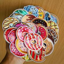 24 Pieces Of Cute Donuts, Ironing Stickers, Chocolate Frosting, Dessert Embroidery Stickers, Large Circular Cloth Stickers For Jeans, Shoes, Backpacks, Coasters, Sewing Process (Multiple Colors)