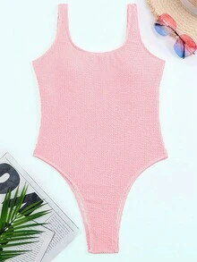 Áo tắm liền thân xếp ly màu trơn dành cho nữ, đồ bơi thể thao hở lưng gợi cảm màu kẹo ngọt, thích hợp cho kỳ nghỉ hè và đi biển. - bột màu - Xem 2